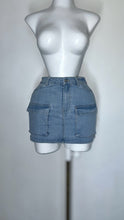 Load image into Gallery viewer, Denim Cargo Mini Skirt
