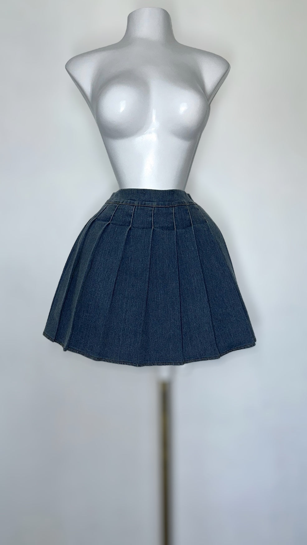 Denim Pleated Skirt