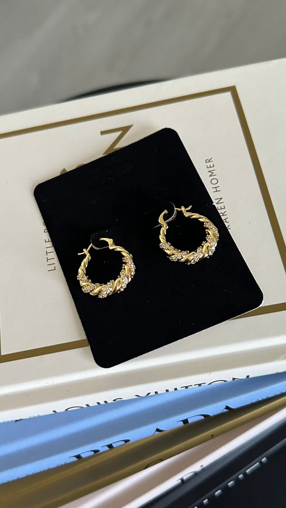 Rhinestone Twisted Hoop Earrings