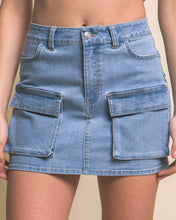 Load image into Gallery viewer, Denim Cargo Mini Skirt
