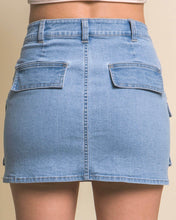 Load image into Gallery viewer, Denim Cargo Mini Skirt
