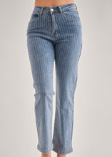 Load image into Gallery viewer, Embellished Pinstripe Denim Pants
