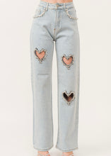 Load image into Gallery viewer, Embellished Heart Denim Pants
